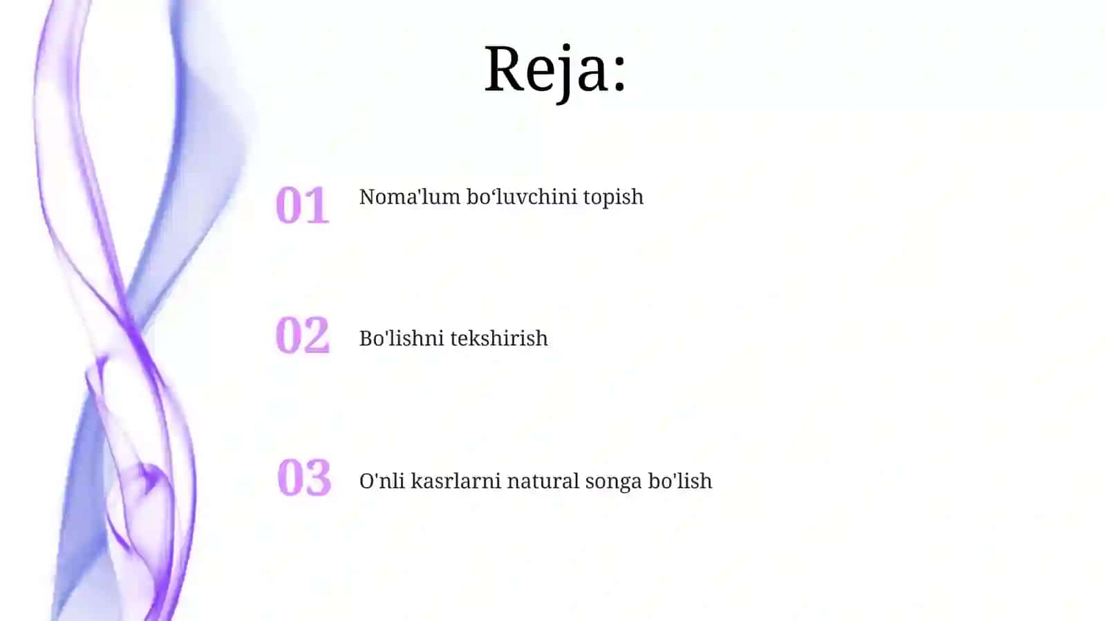 O'nli kasrlarni natural sonlarga boʻlish 2