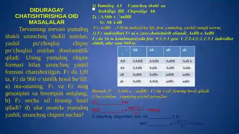 DIDURAGAY CHATISHTIRISHGA OID MASALALAR 2