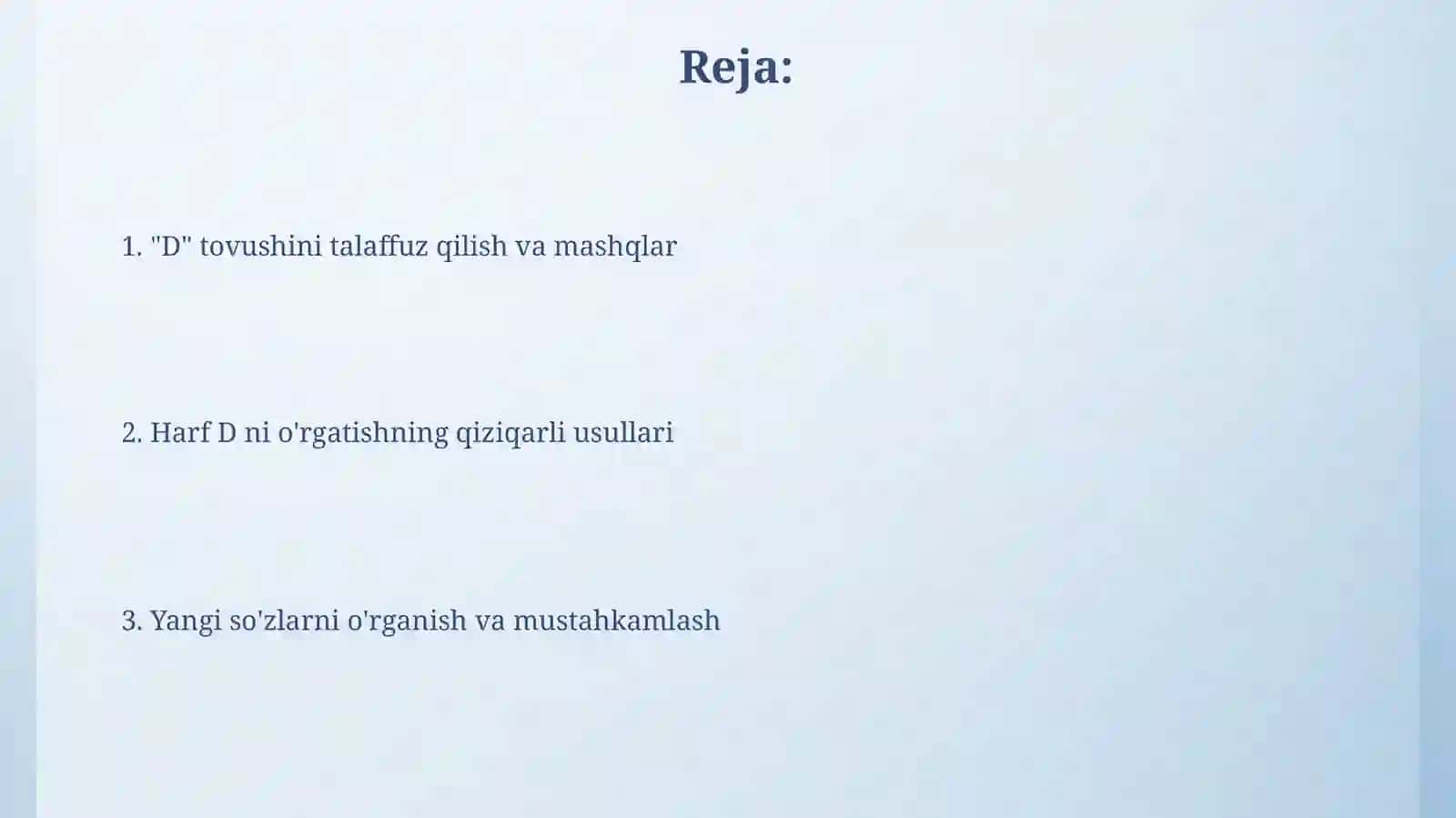 D harfi va D tovushini òrgatish 2