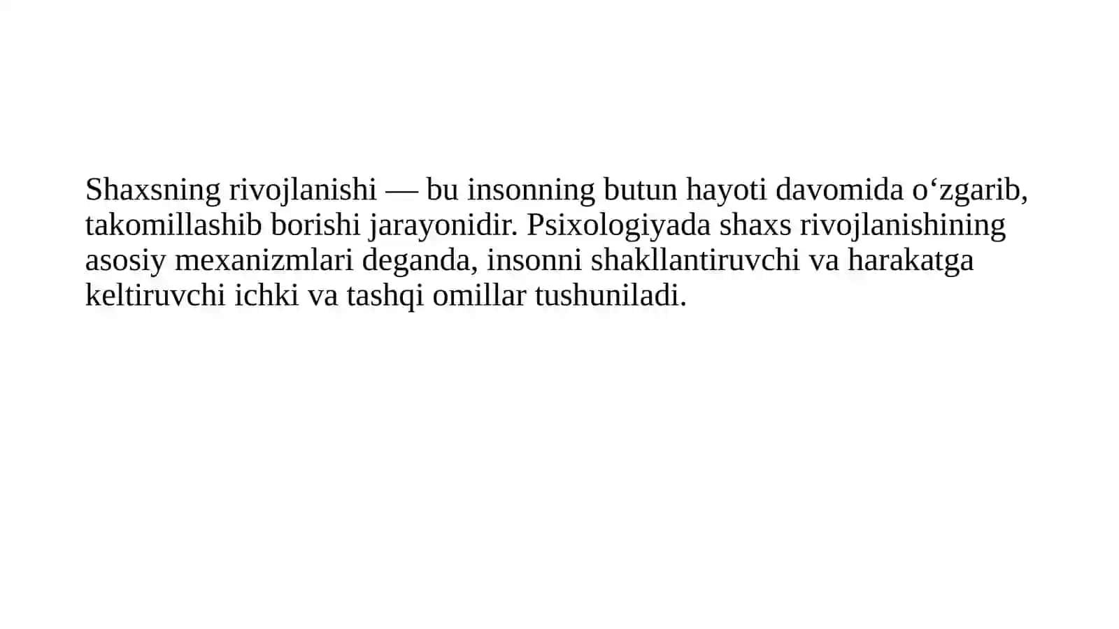 Shaxs rivojlanish mexanizmlari 2