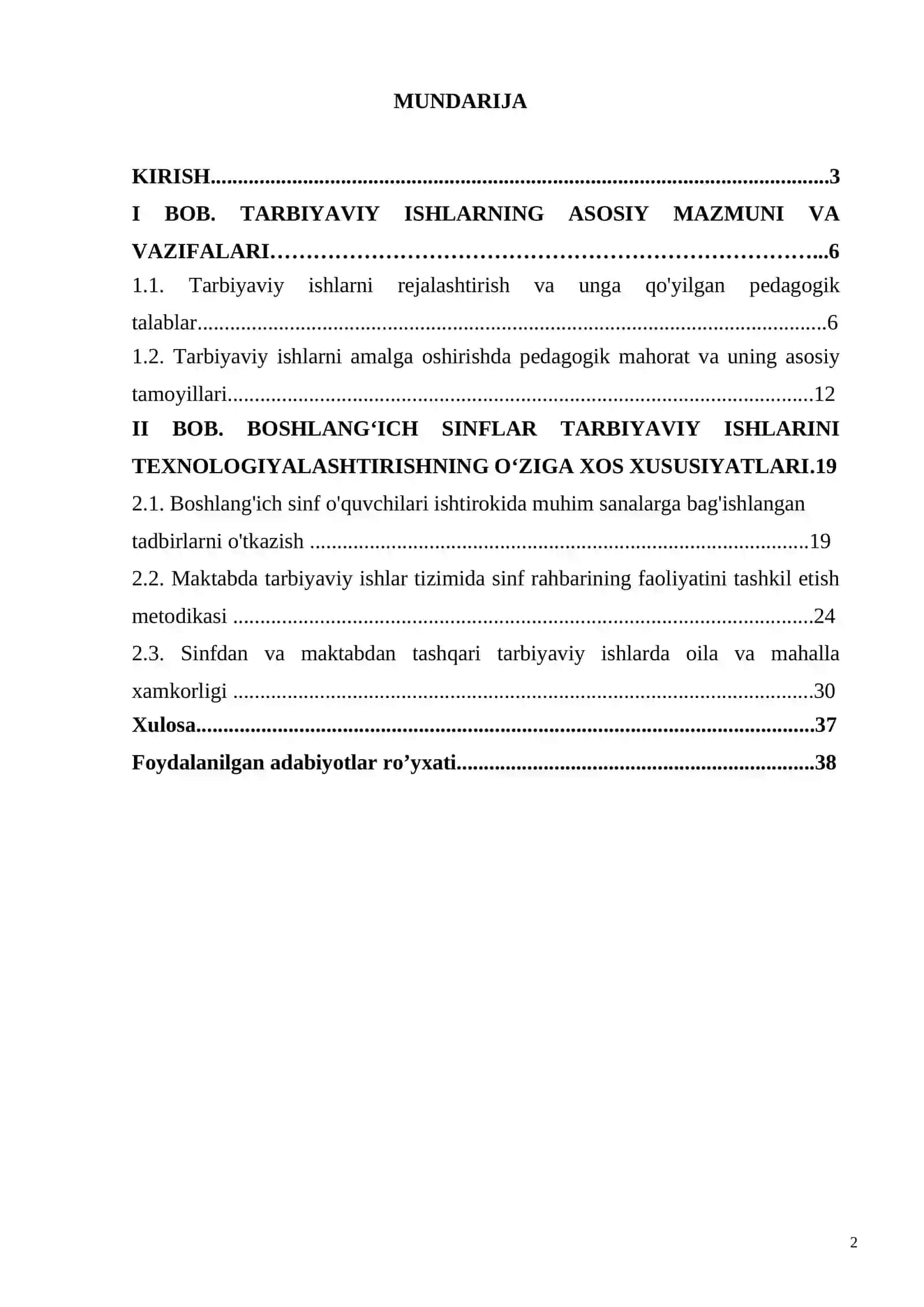 "TARBIYAVIY ISHLAR REJASINI TUZISH ISHLANMA-LOYIHASI" 2