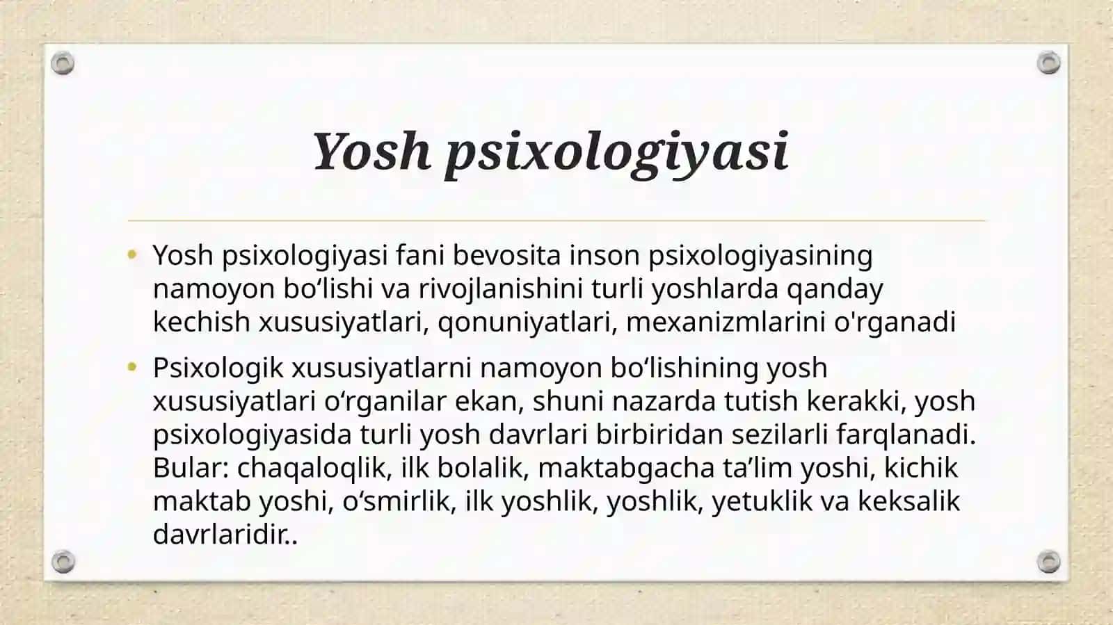 O’smirlik psixologiyasi 2