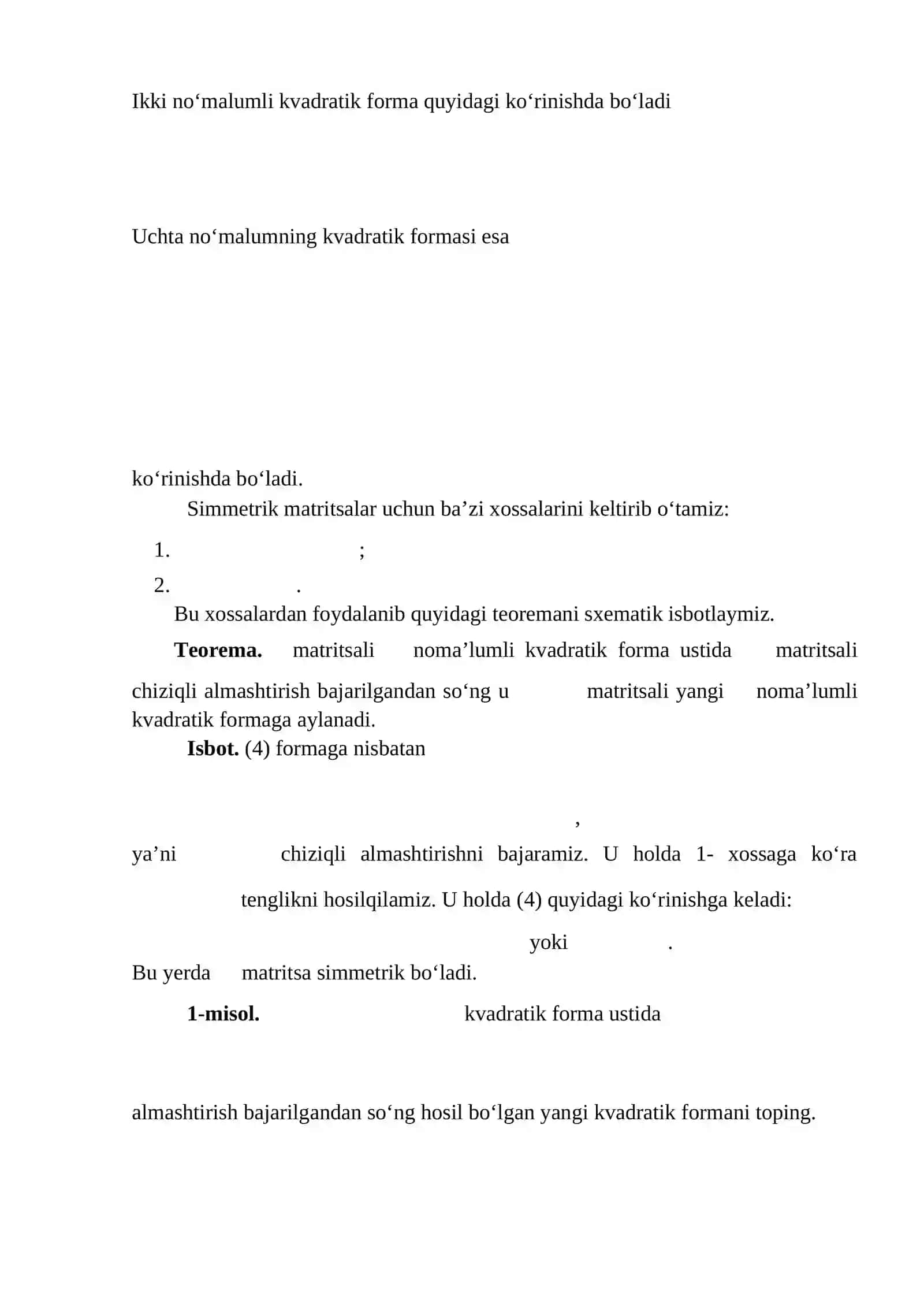 Kvadratik formaning kanonik korinishi 2