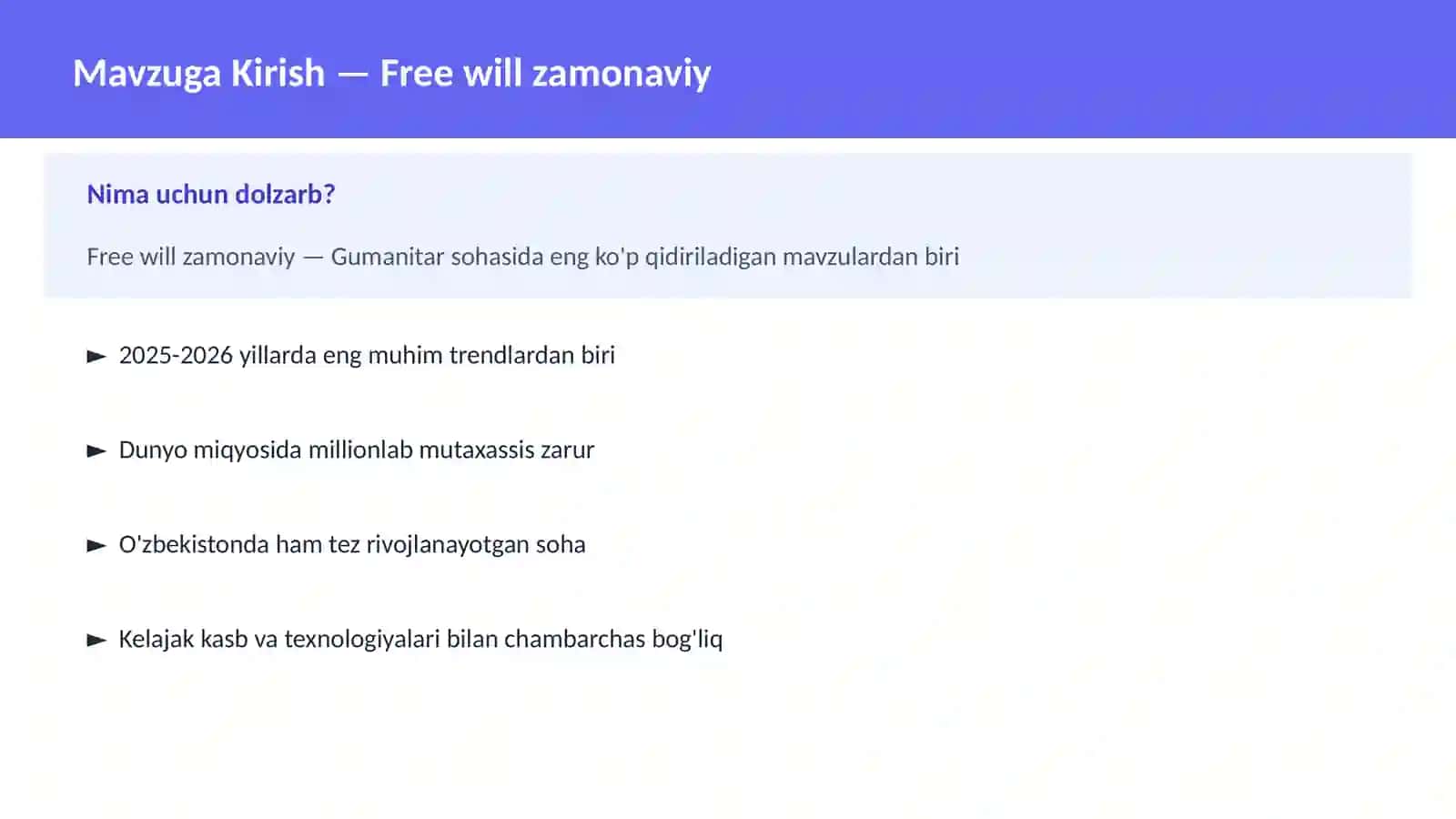 Free will zamonaviy 2