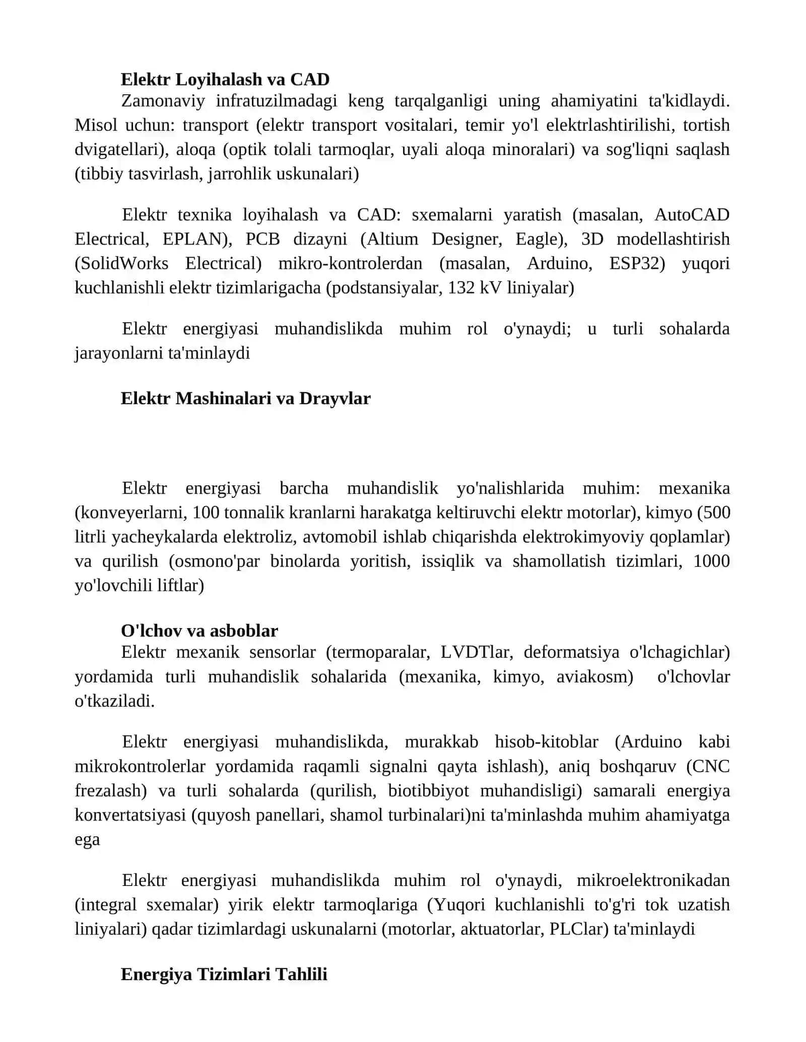 Elektr energiyaning oʼrni va ahamyati 2