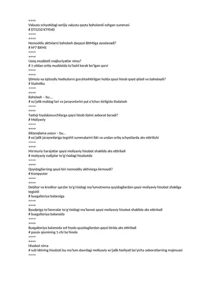 Moliyaviy hisob asoslari yakuniy javoblari 2