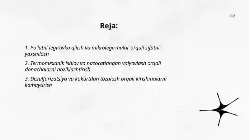 Po'latlarning sifatini yanada oshirish usullari 2