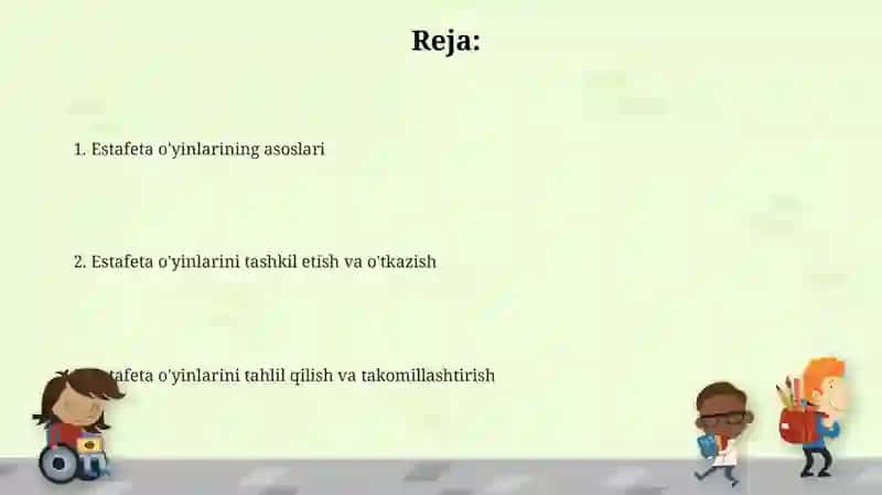 Estafetali harakatli o'yinlarni utkazish 2