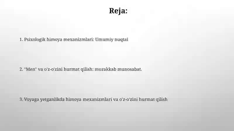 Psixologik himoya va Men konsepsiyasi 2