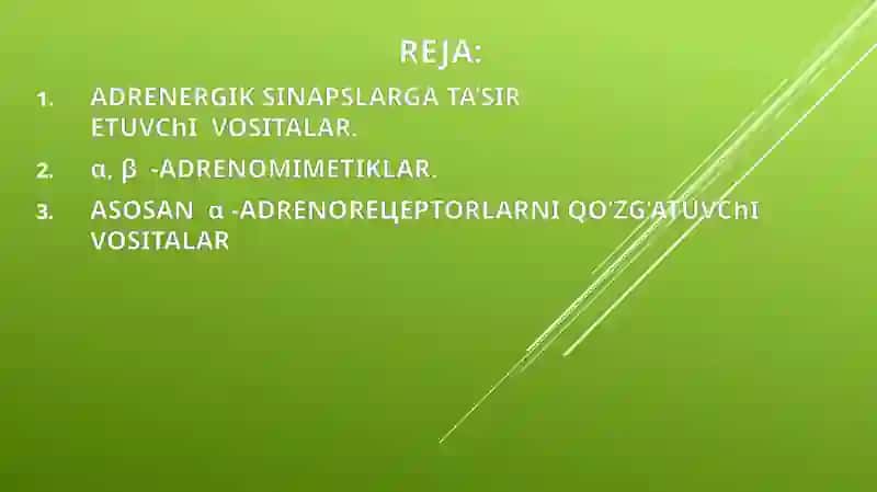 Adrenomimetiklar Adrenoblakatorlarta'sirmexanizmiklassifikatsiyasi 2