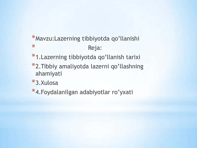 Lazerning Tibbiyotda Qo'llanishi 2