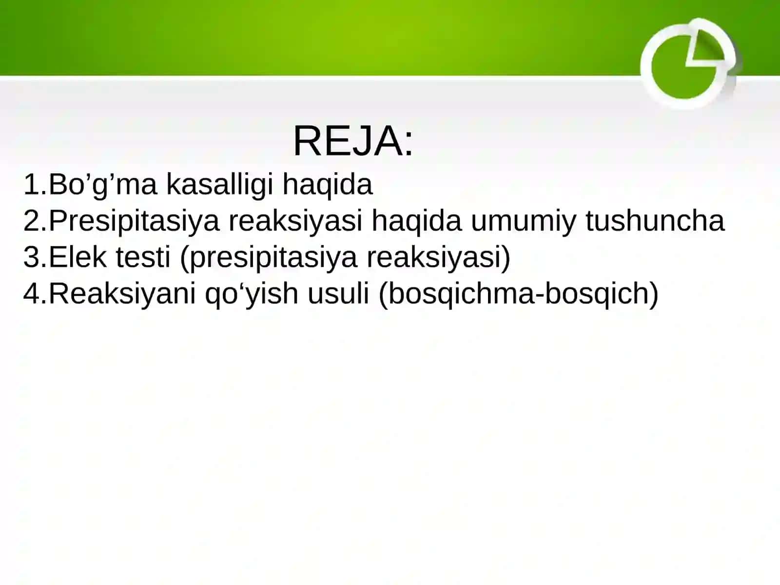 Bug‘ma kasalligida presipitasiya reaksiyasini qoyish va natiyjasini baholash 2