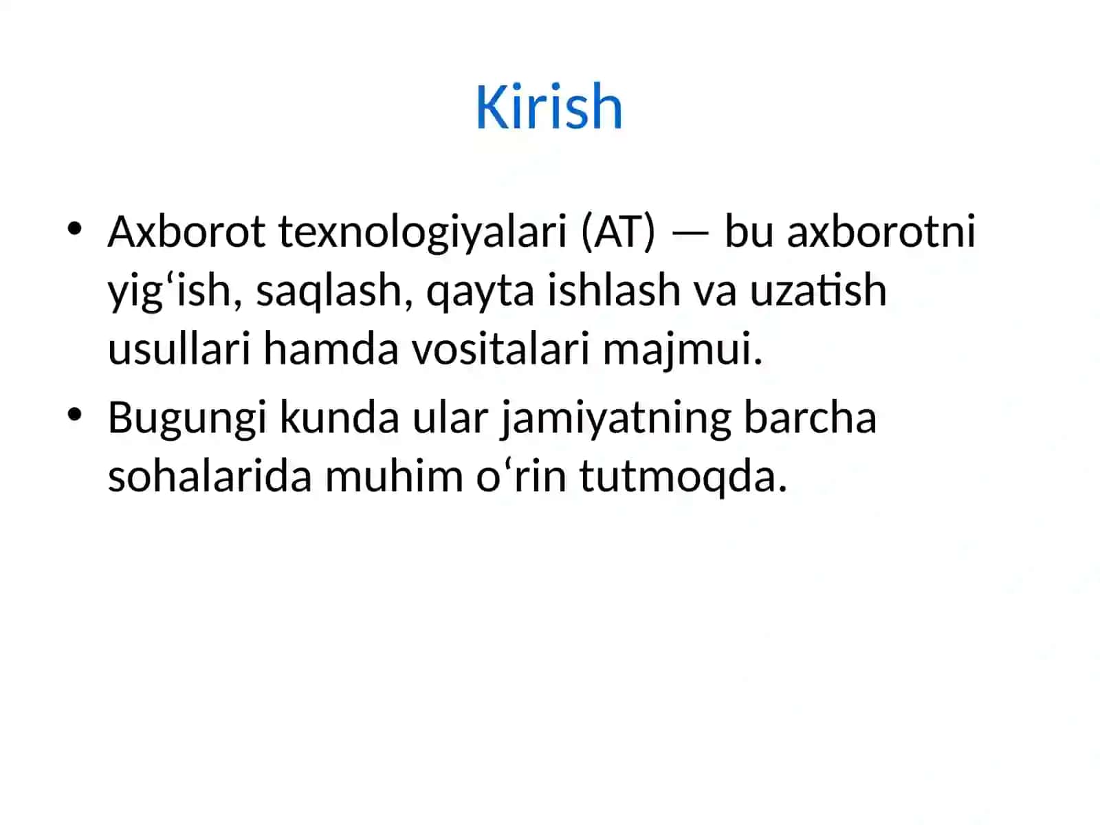 Zamonaviy Axborot Texnologiyalari 2