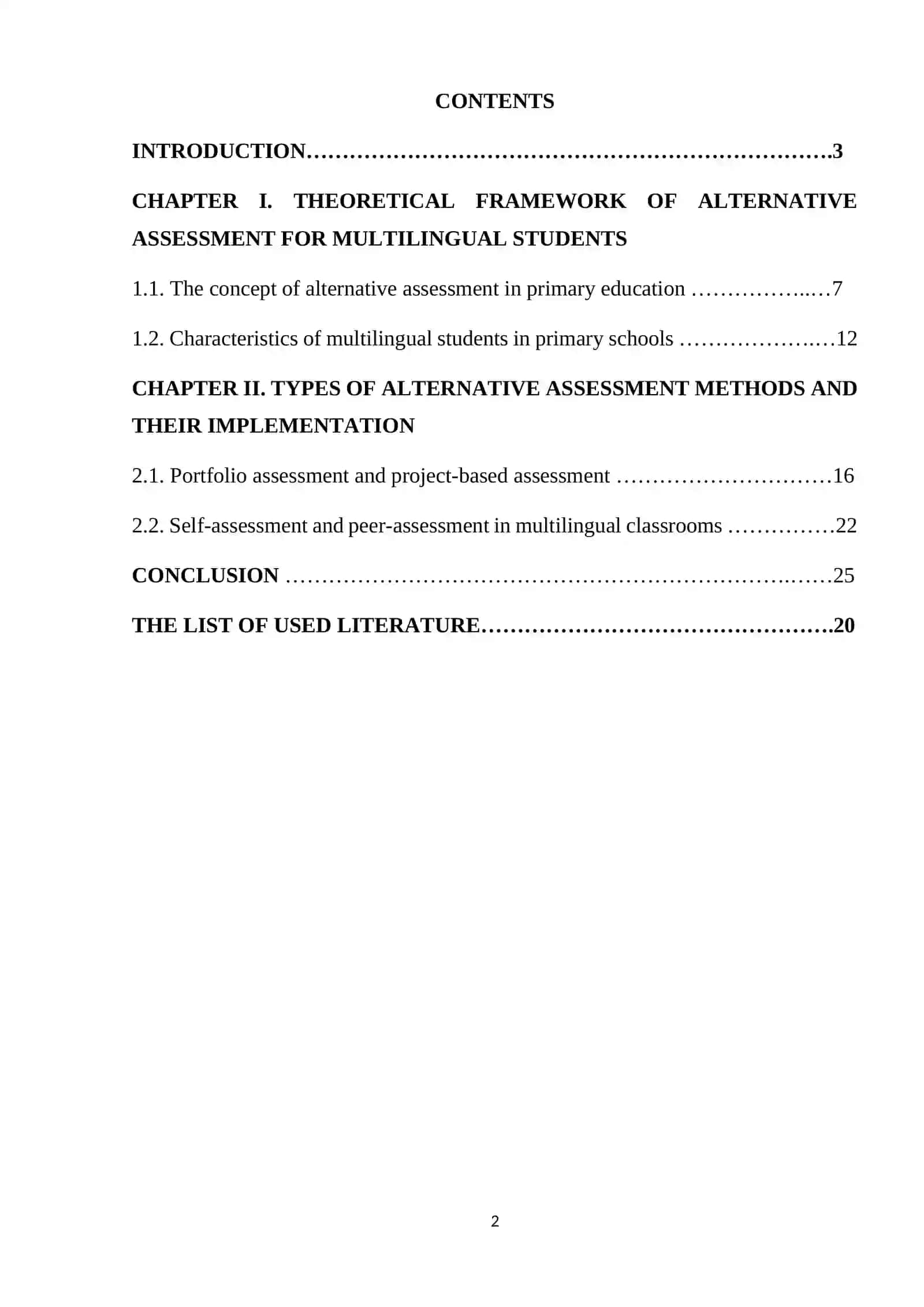 ALTERNATIVE ASSESSMENT METHODS FOR MULTILINGUAL STUDENTS IN PRIMARY SCHOOLS 2