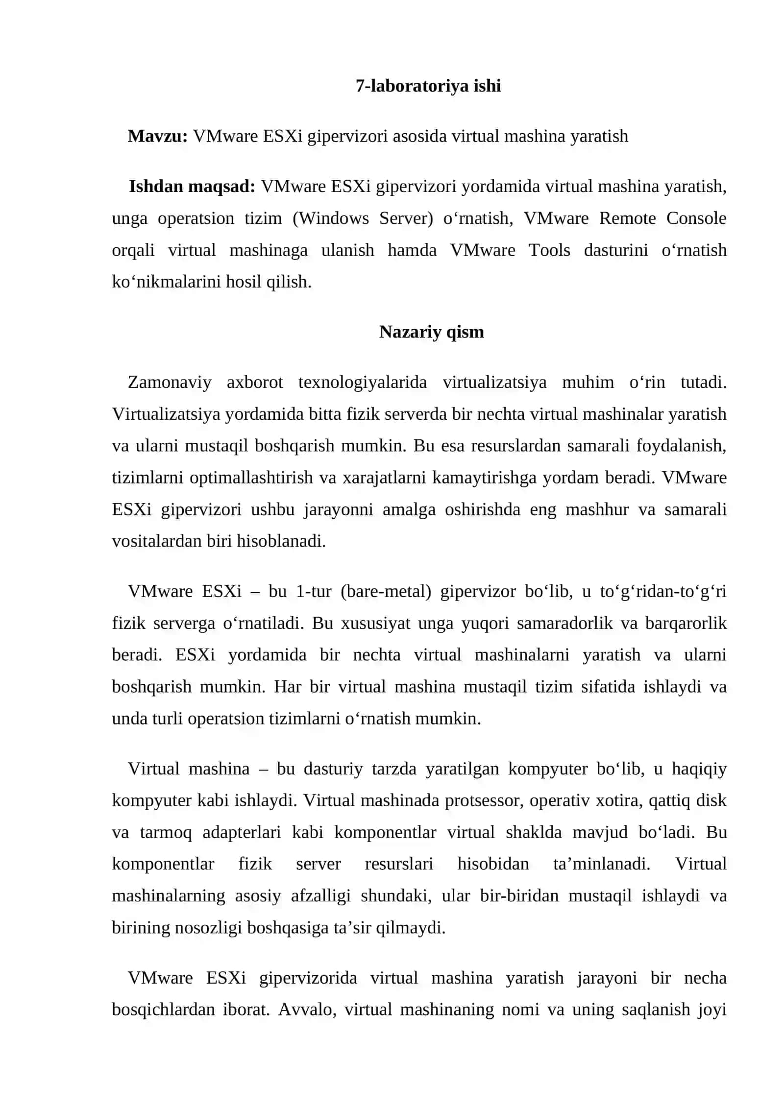 VMware ESXi gipervizori asosida virtual mashina yaratish 2