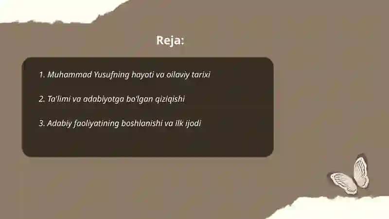 Muhammad yusuf hayoti va ijodi 2