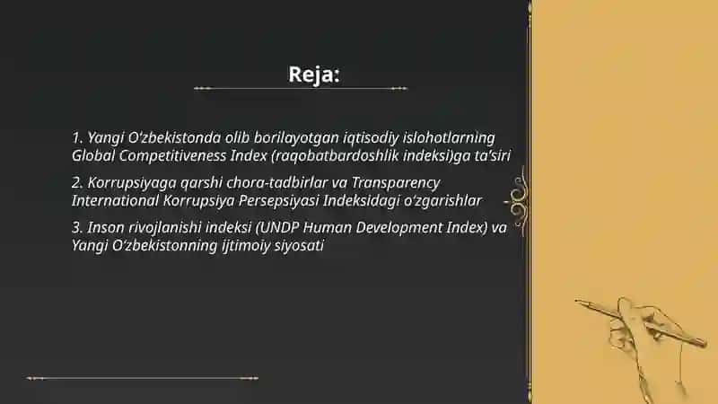 Yangi Oʻzbekiston ijtimoiy siyosiy iqtisodiy va madaniy hayotida roʻy berayotgan oʻzgarishlari 2