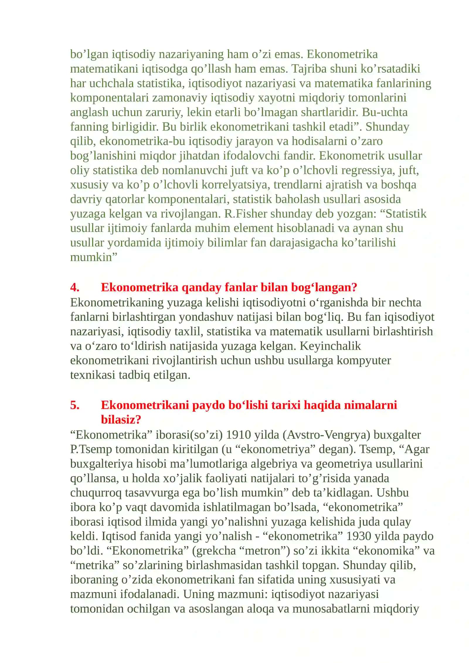 Ekonometrika Yakuniy nazorat 2