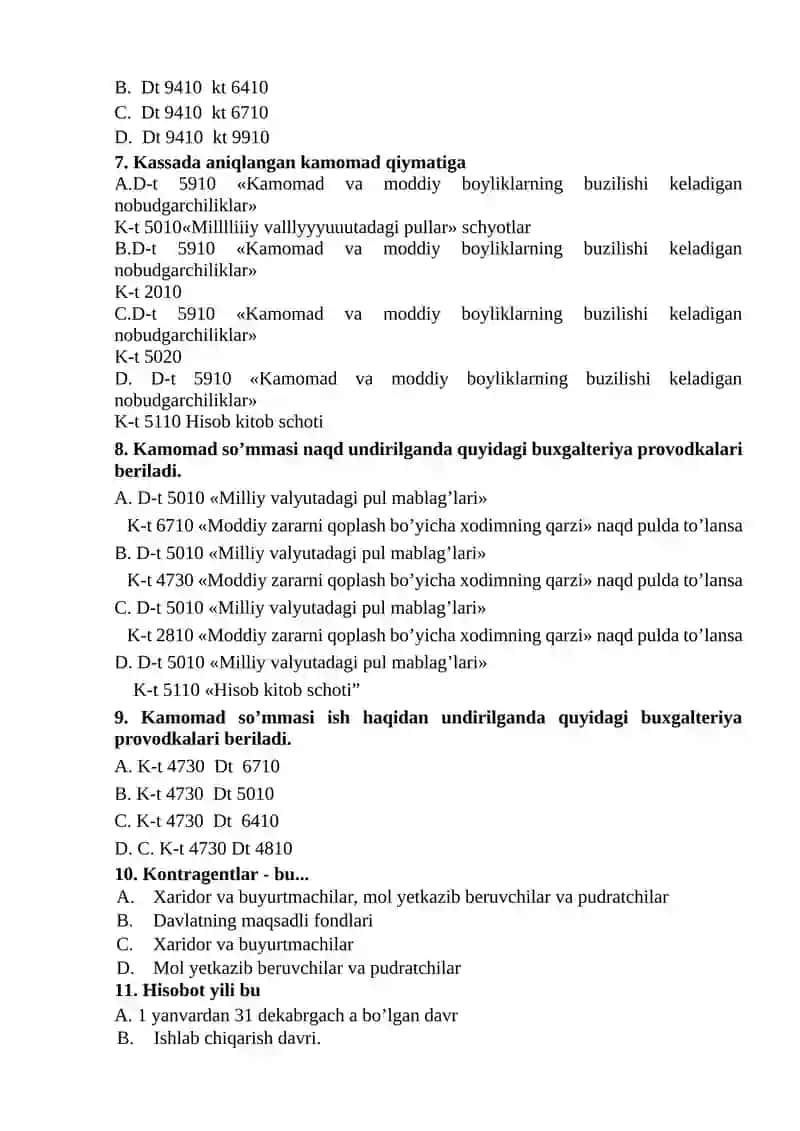 Buxgalteriya hisobi (Aralash test) 2