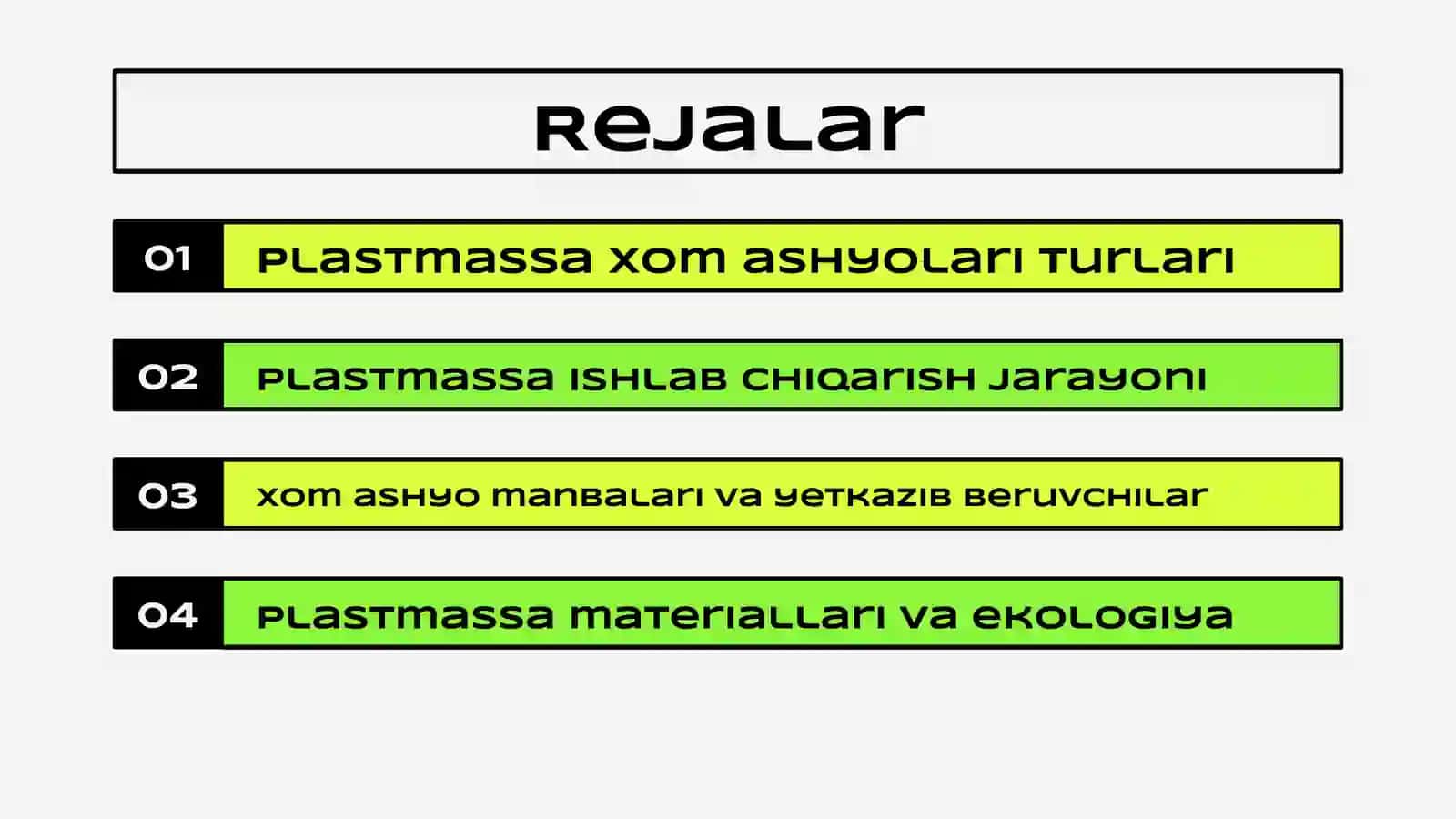 Plastmassa materiallariga ishlatiladigan xom ashyolar 2