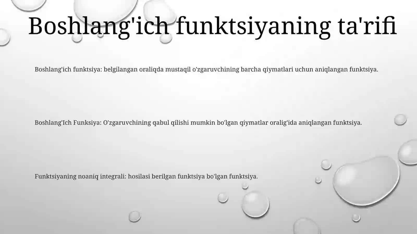 Boshlang'Ich Funksiya Va Aniqmas Integralning Ta’Rifi,Xossalari 2
