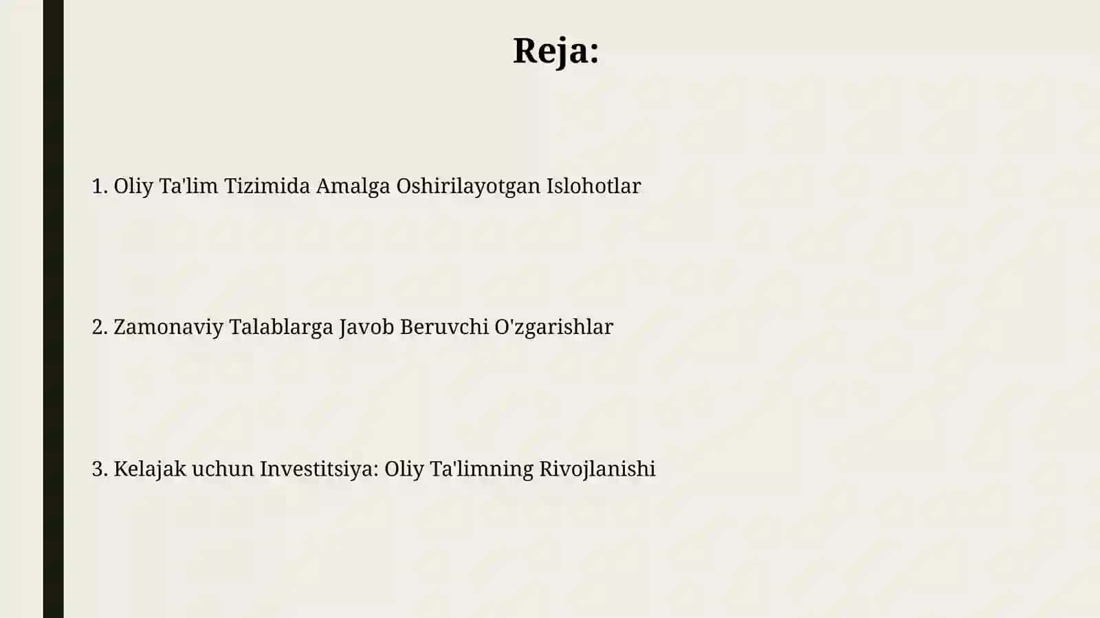 Oliy talim tizimidagi islohotlar 2