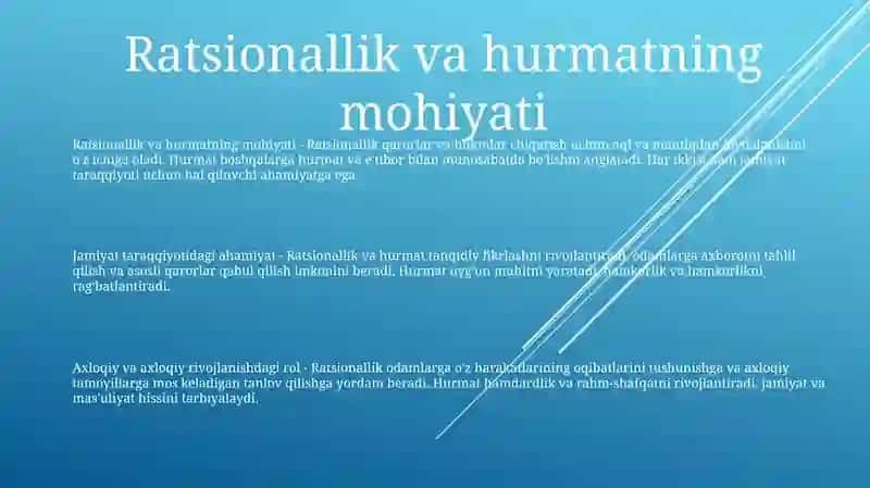Ratsionallik va hurmatning mohiyati 2