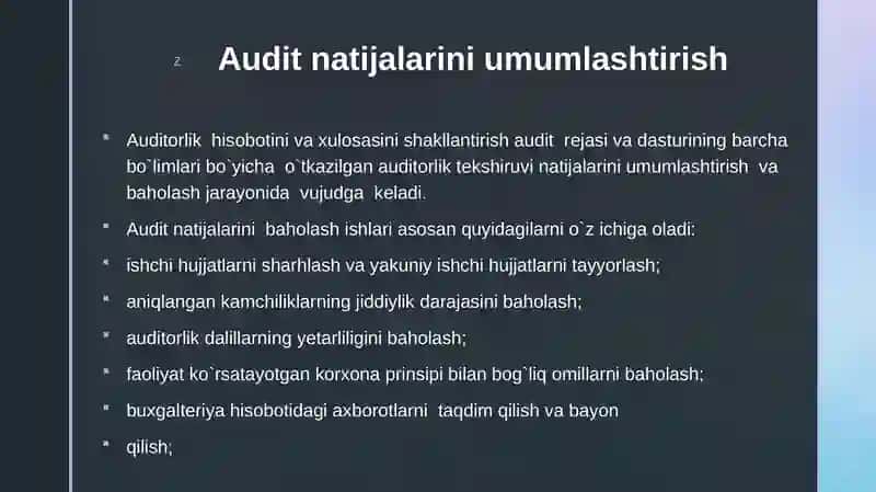 Auditorlik hisoboti va uning tarkibi 2