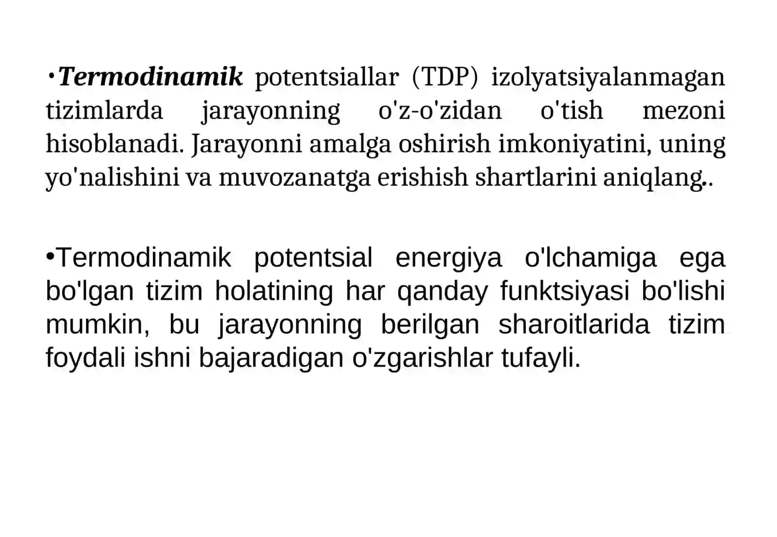 Termodinamik potensiallar 2