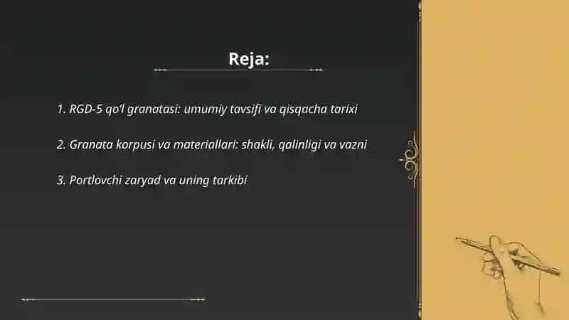 RGD-5 qoʻl granatasi tuzilishi va qoʻllanishi 2