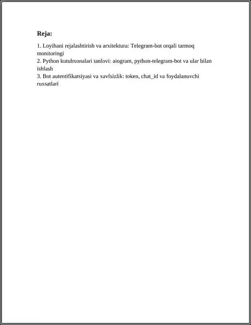PYTHON’DA TELEGRAM-BOT ORQALI TARMOQ MONITORINGI 2