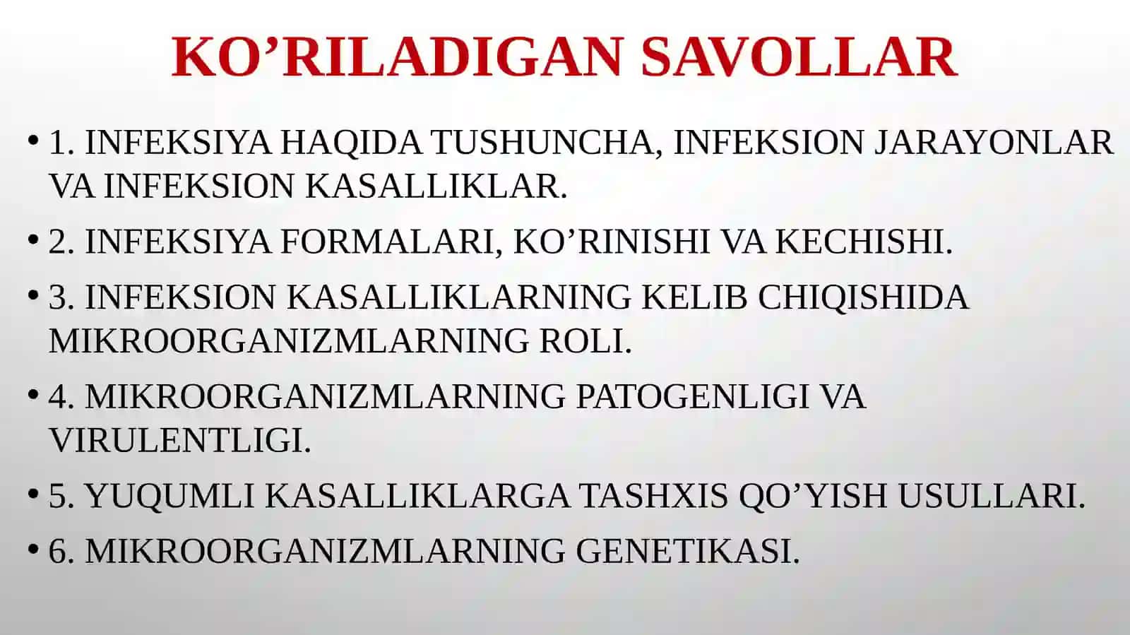 INFEKSIYA.MIKROORGANIZMLAR GENETIKASI 2