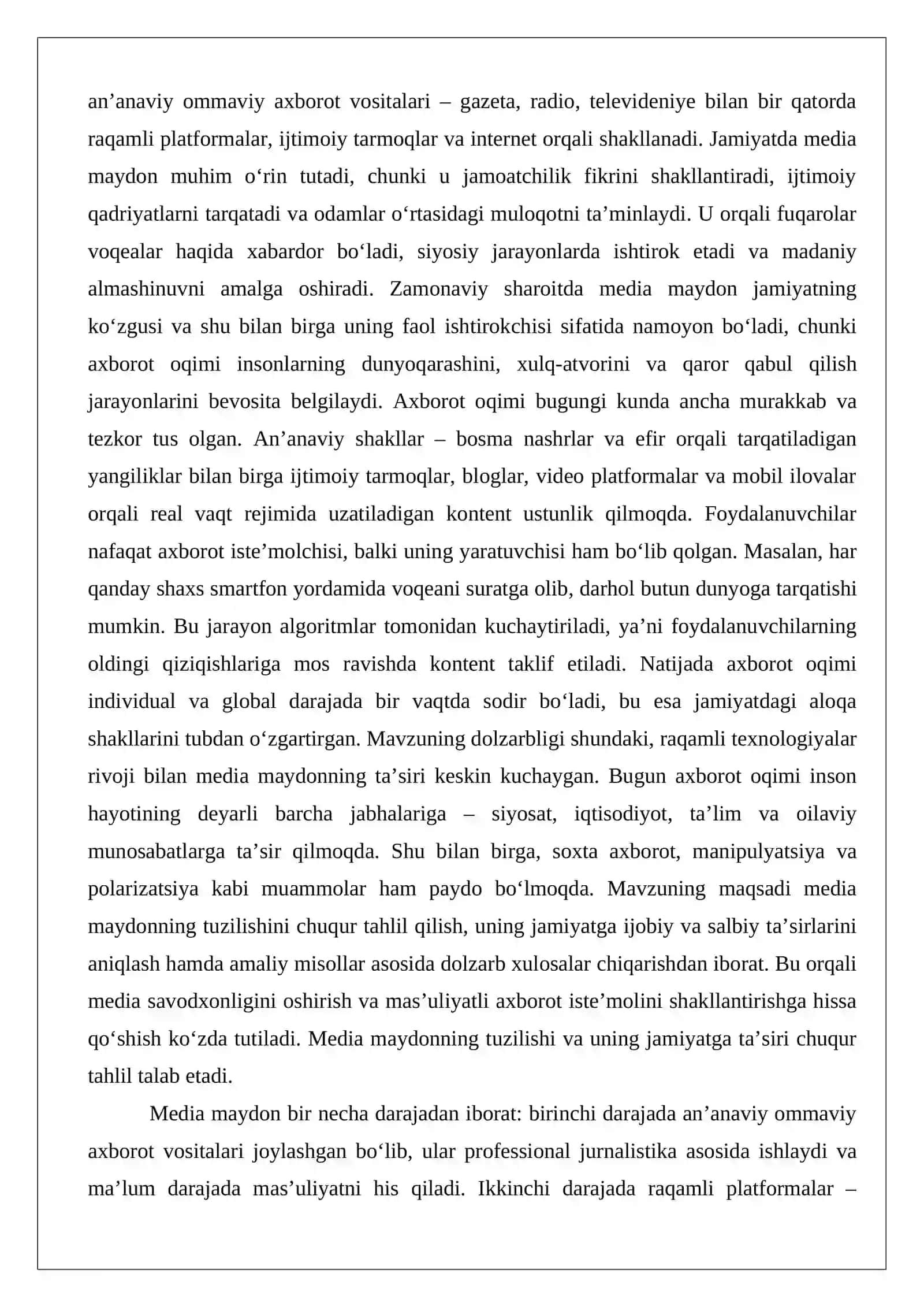 Media maydon tuzilishi va tasiri 2