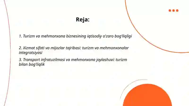 Turizm va mehmonxona biznesi ozaro bogliqligi 2