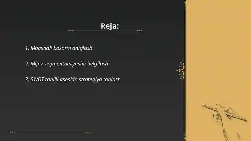 Marketing strategiyasini tanlash 2