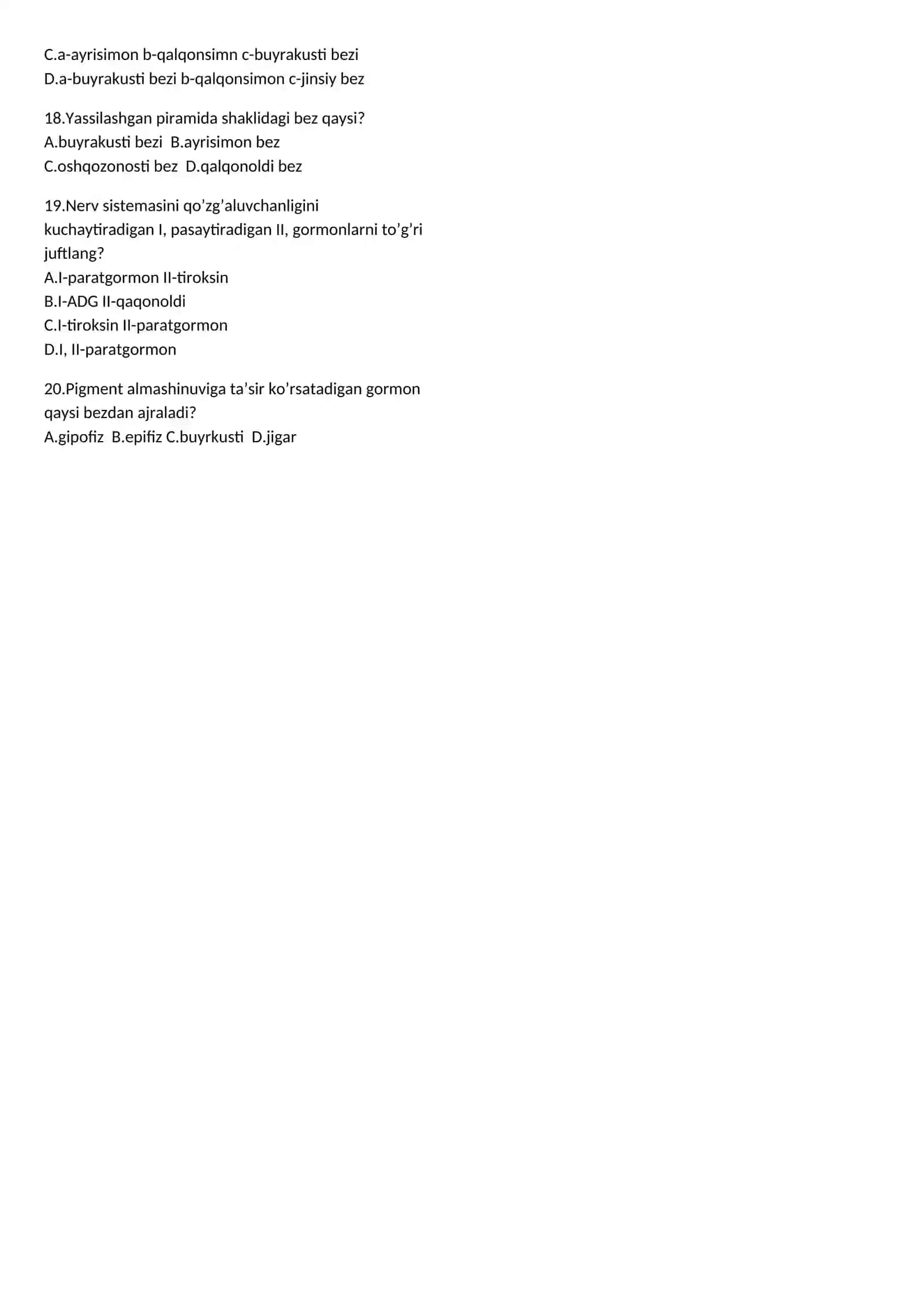 Bezlar va hormonlar 2
