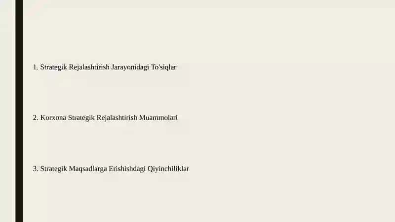 Korxonada strategik rejalashtirish muammolari 2