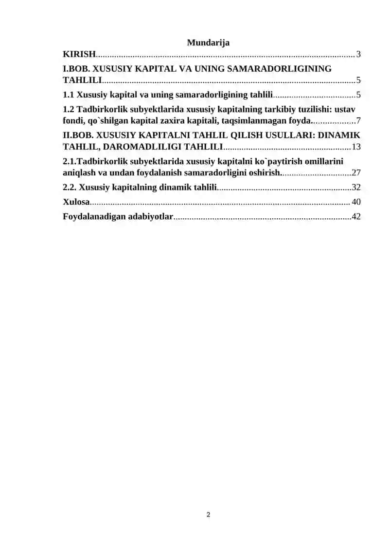 Xususiy kapital va uning tarkibi 2
