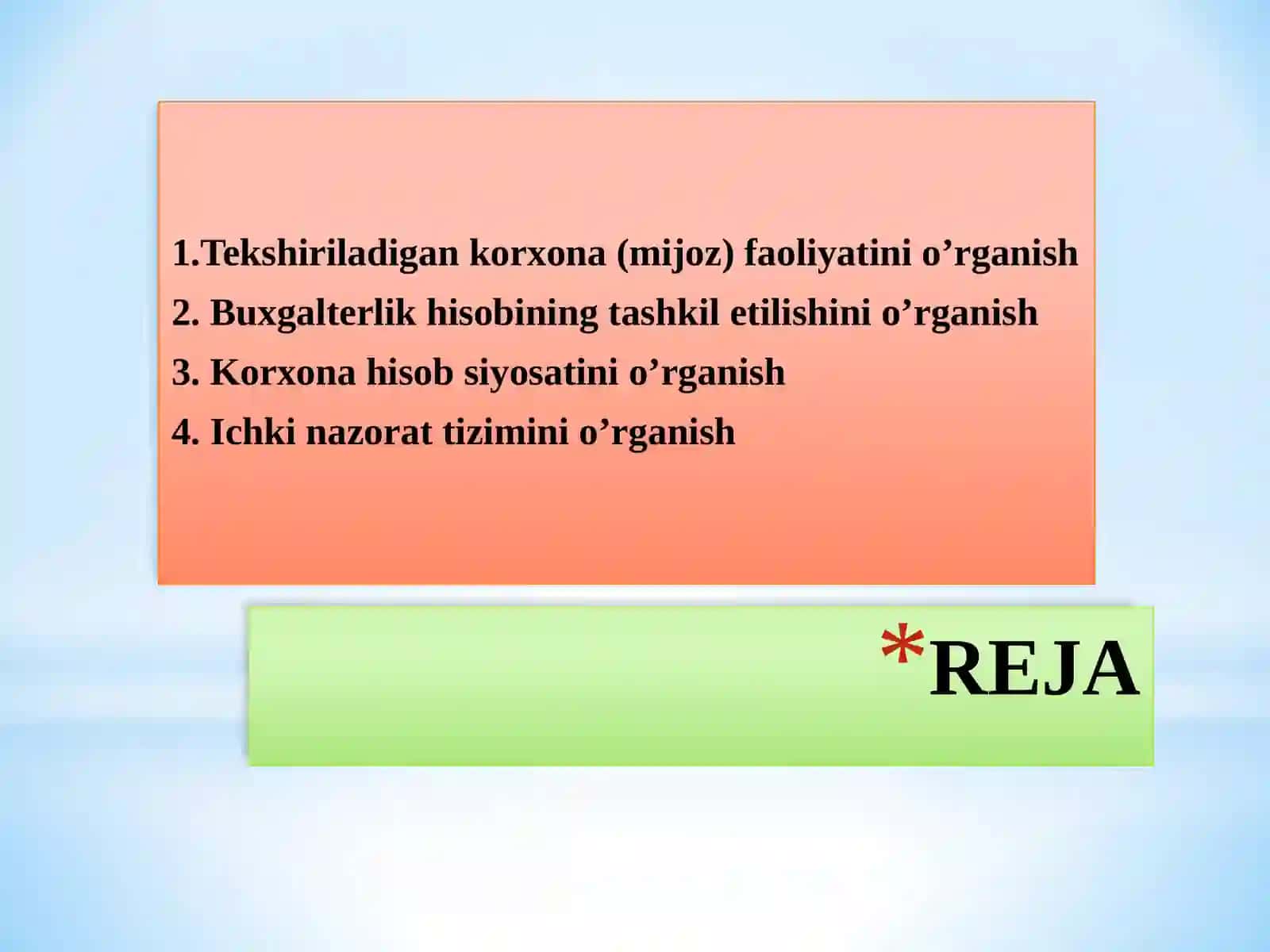 ICHKINAZORAT TIZIMINI O'RGANISH 2
