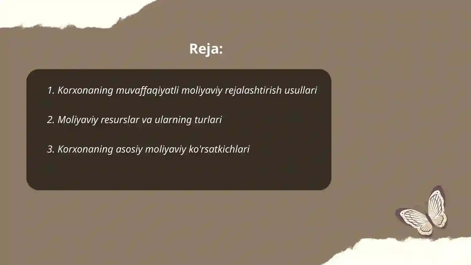 Korxonaning moliyaviy manbalari 2