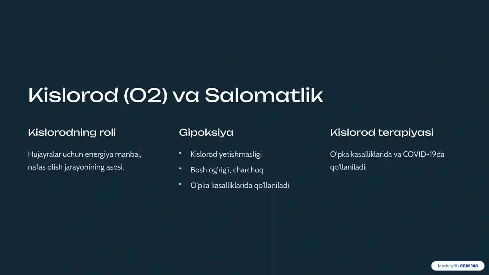 Gazlar va Inson Salomatligi 2