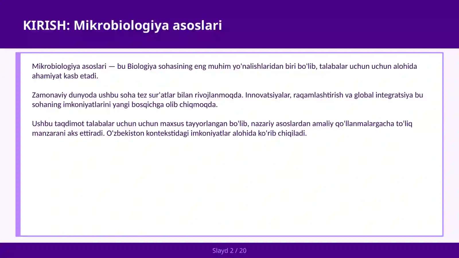 MIKROBIOLOGIYA ASOSLARI 2