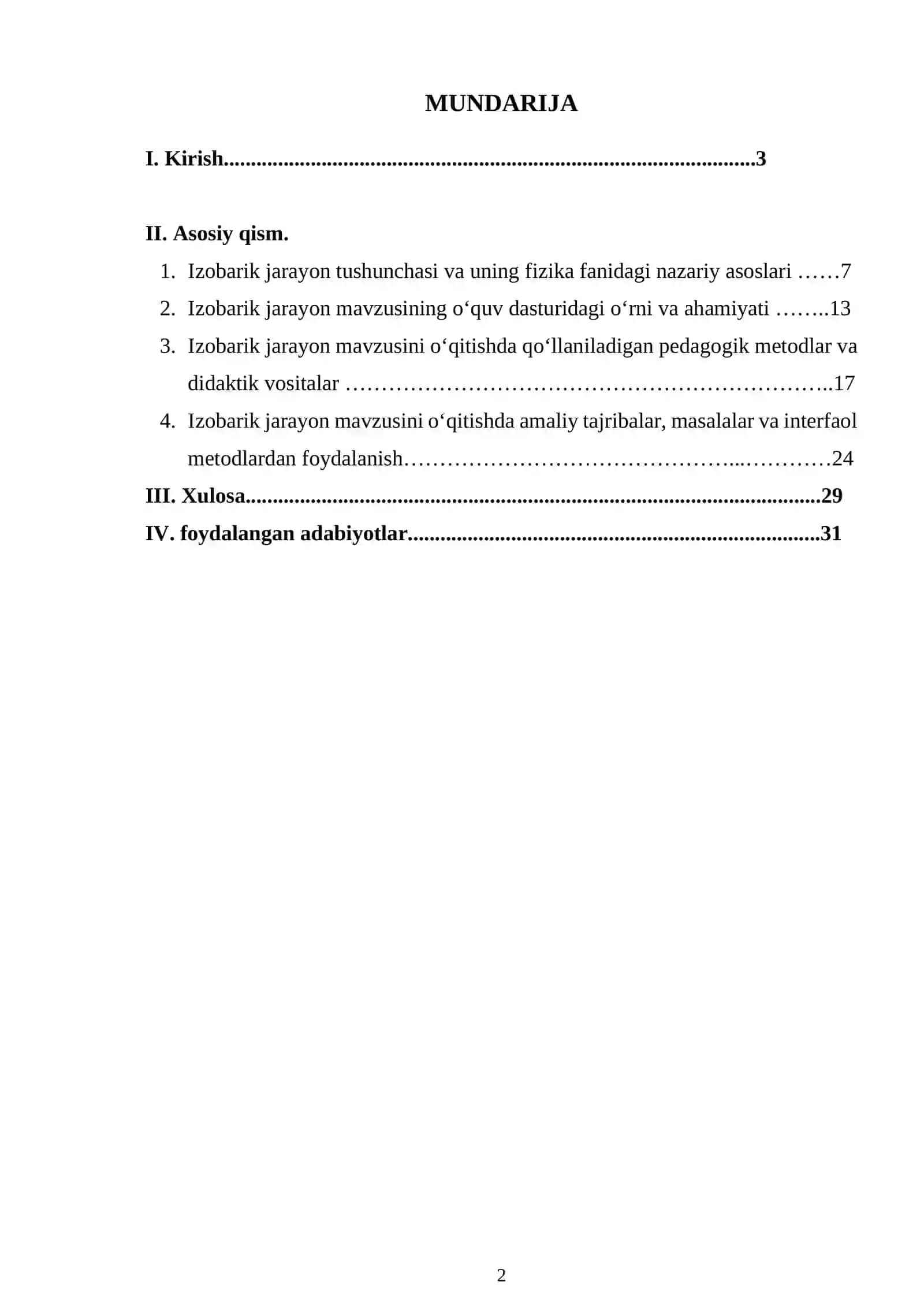 Izobarik jarayon mavzusini oʻqitish metodikasi 2