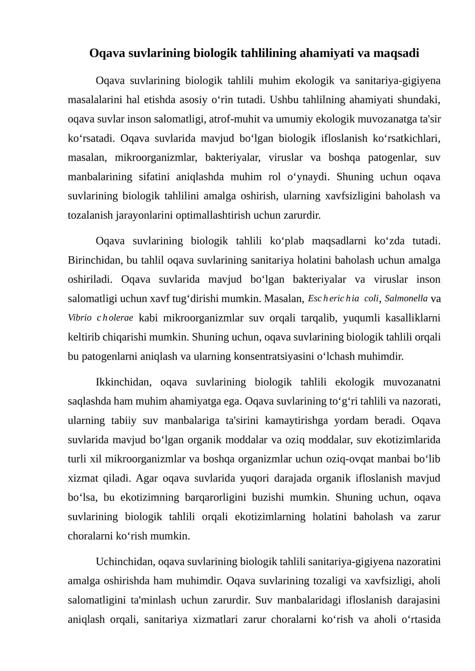Oqava suvlarining biologik tahlili 2