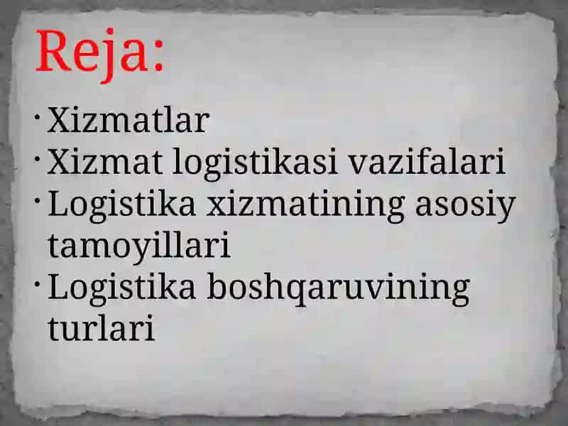 Xizmat logistikasi 2