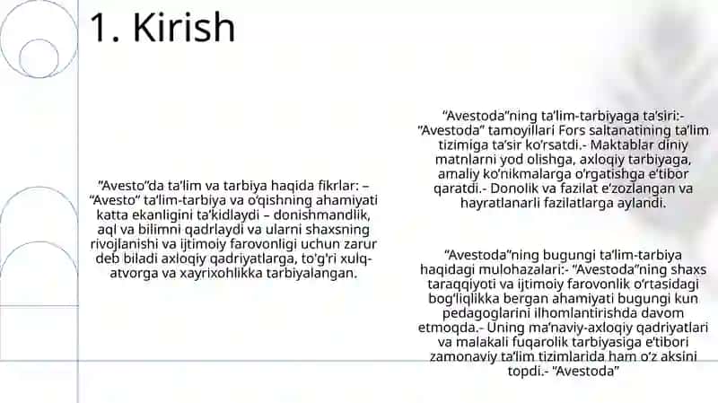 Avestoda Ta'lim Tarbiyaga Oid Fikrlar 2
