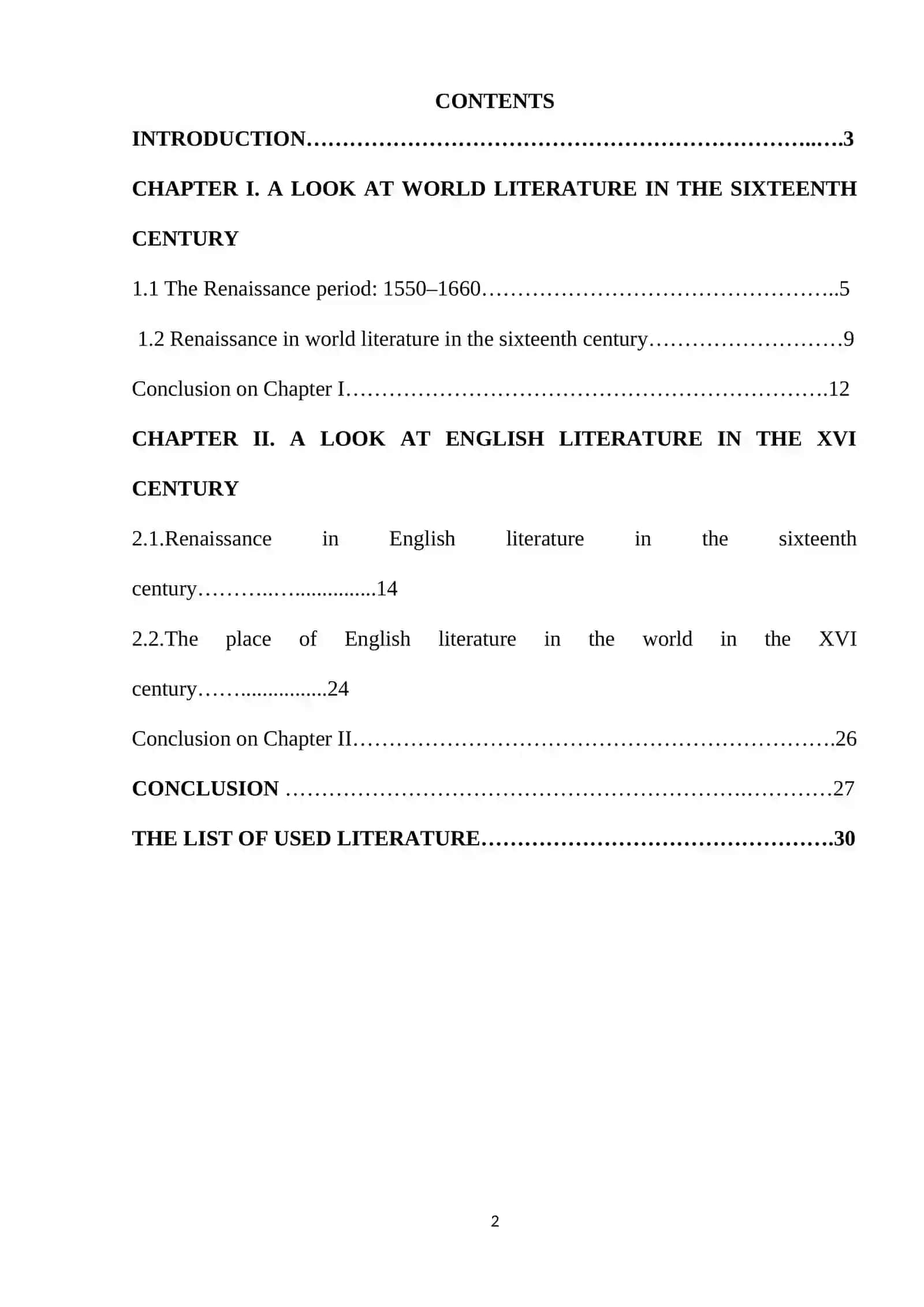 LITERATURE OF XVI CENTURY 2