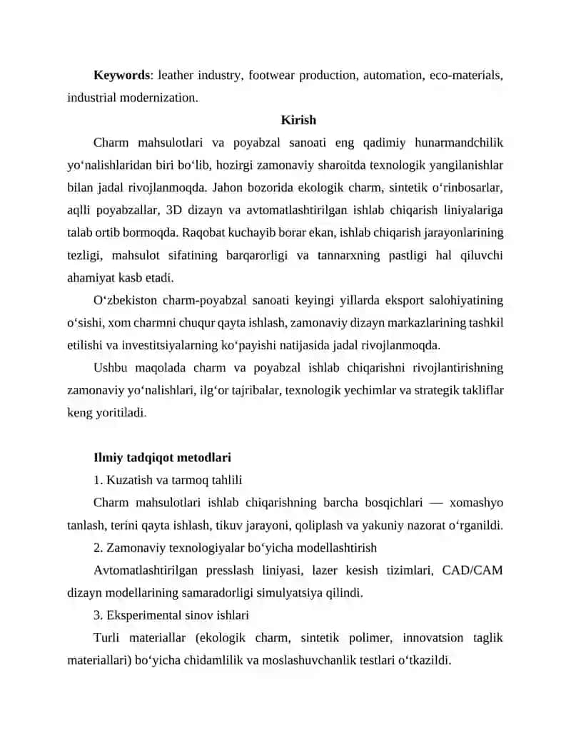 Charm mahsulotlari va poyabzal ishlari 2
