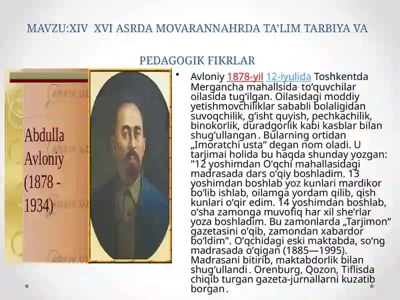 XIV XVI ASRDA MOVARANNAHRDA TA'LIM TARBIYA VA PEDAGOGIK FIKRLAR 2