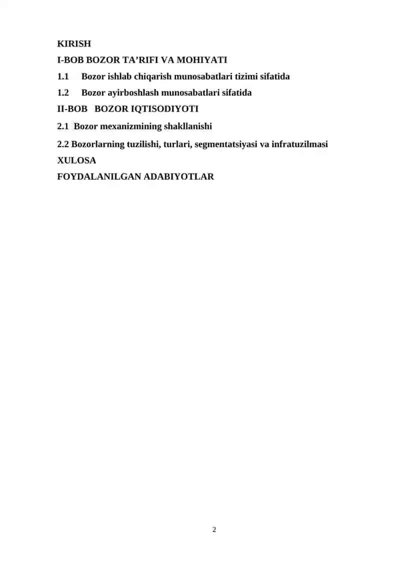 Bozor iqtisodiyoti modellari 2